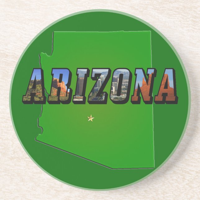 Arizona Map and Picture Text Coaster (Front)