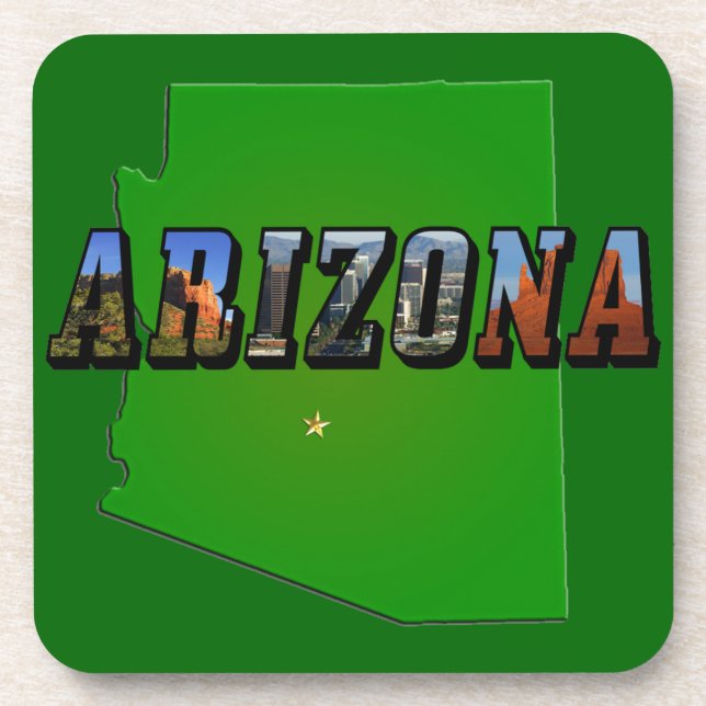Arizona Map and Picture Text Drink Coaster (Front)