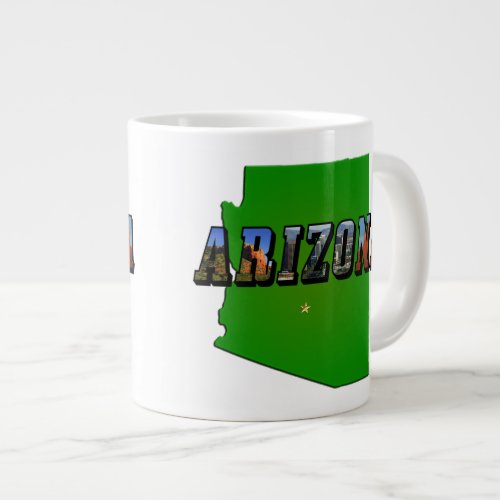 Arizona Map and Picture Text Giant Coffee Mug