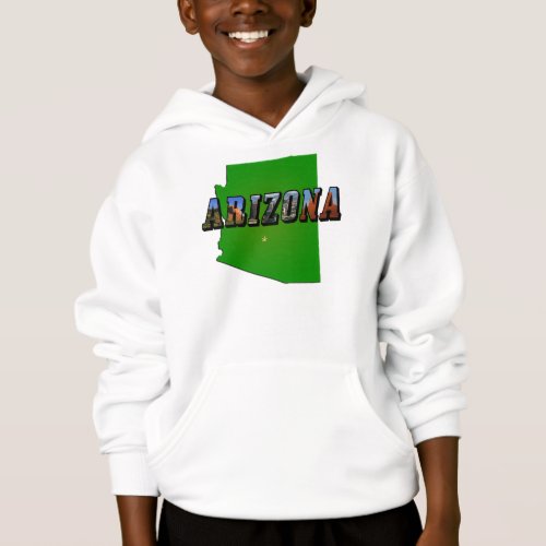 Arizona Map and Picture Text Hoodie