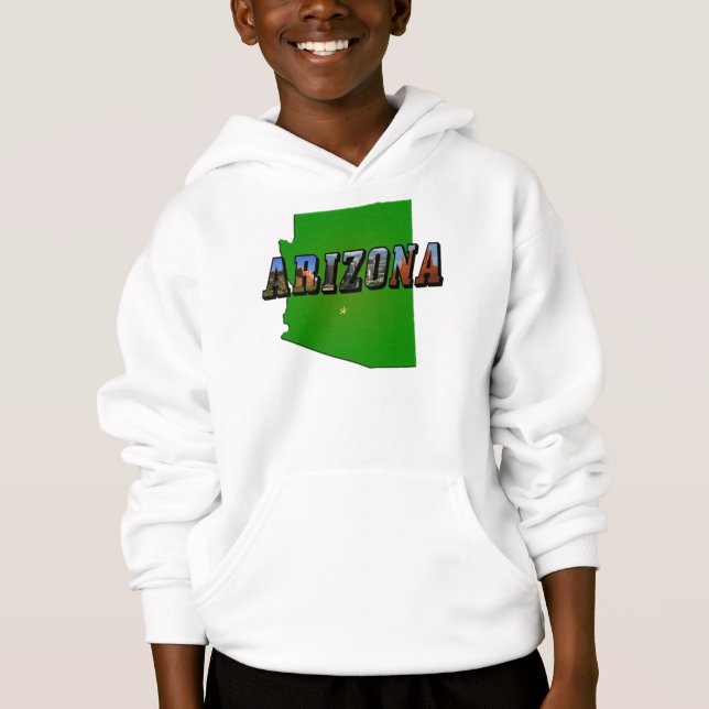 Arizona Map and Picture Text Hoodie (Front)