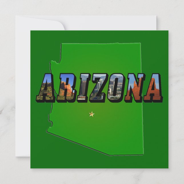 Arizona Map and Picture Text Invitation (Front)