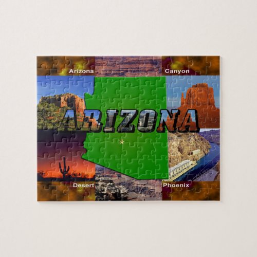 Arizona Map and Picture Text Jigsaw Puzzle