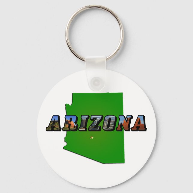 Arizona Map and Picture Text Keychain (Front)