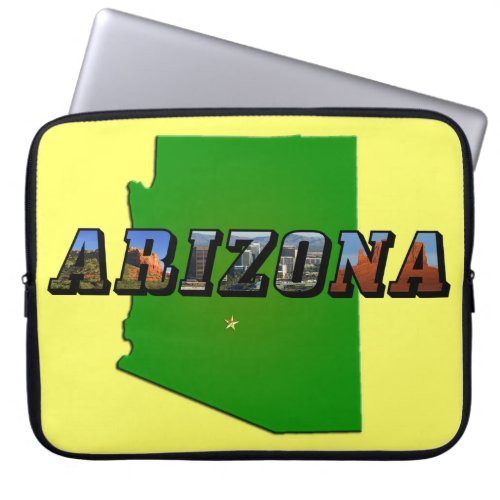 Arizona Map and Picture Text Laptop Sleeve