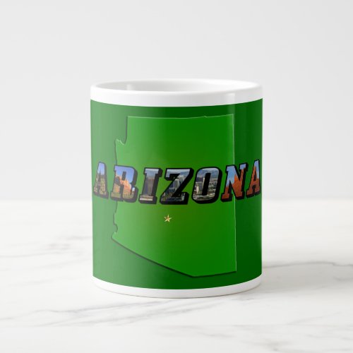 Arizona Map and Picture Text Large Coffee Mug