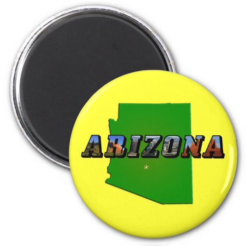 Arizona Map and Picture Text Magnet