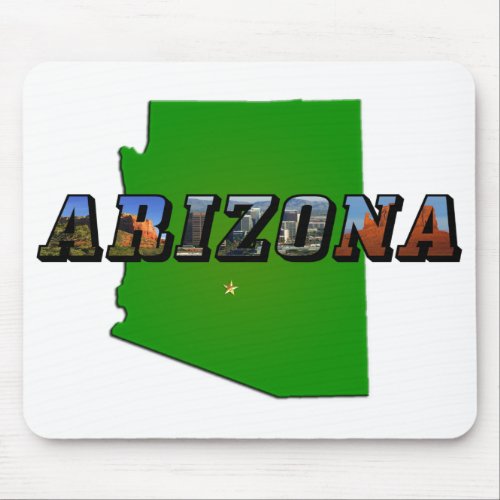 Arizona Map and Picture Text Mouse Pad