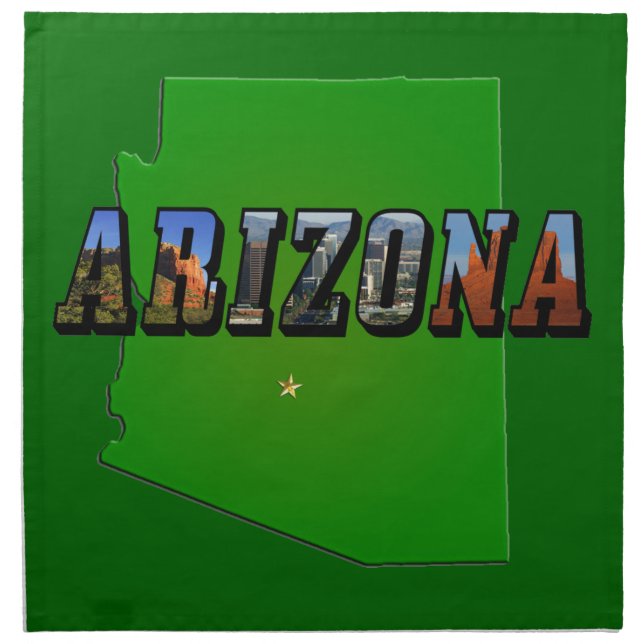 Arizona Map and Picture Text Napkin (Front)