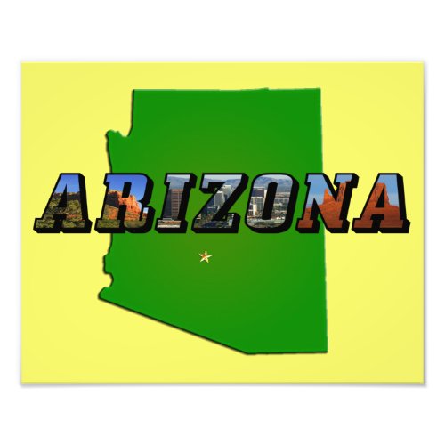 Arizona Map and Picture Text Photo Print