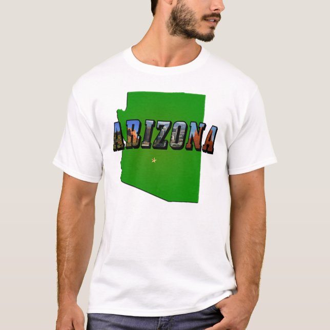 Arizona Map and Picture Text T-Shirt (Front)
