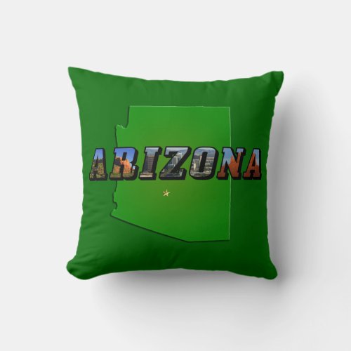 Arizona Map and Picture Text Throw Pillow