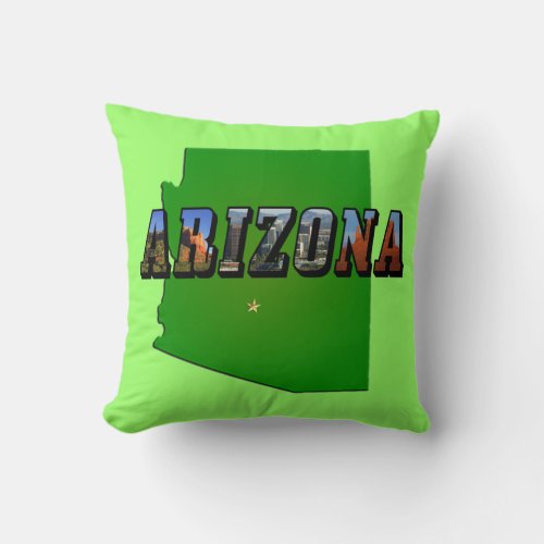 Arizona Map and Picture Text Throw Pillow