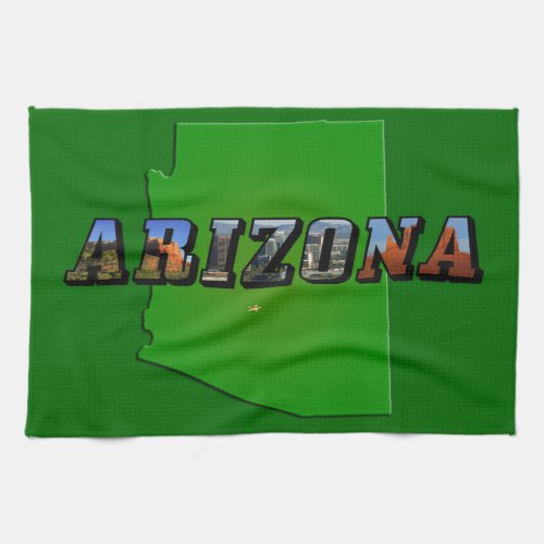 Arizona Map and Picture Text Towel
