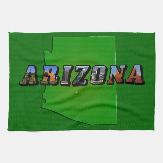Arizona Map and Picture Text Towel (Horizontal)