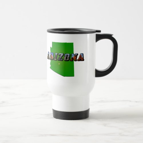 Arizona Map and Picture Text Travel Mug