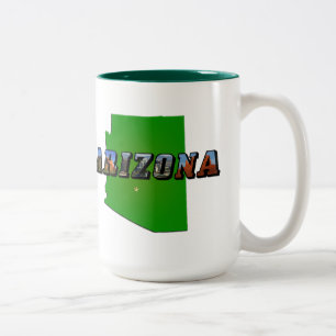 Arizona Map and Picture Text Two-Tone Coffee Mug