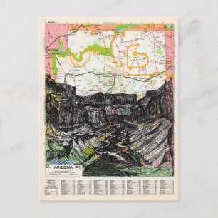 Arizona Map Art Postcard