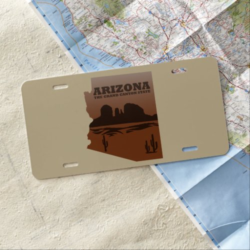 Arizona map Grand Canyon landscape License Plate