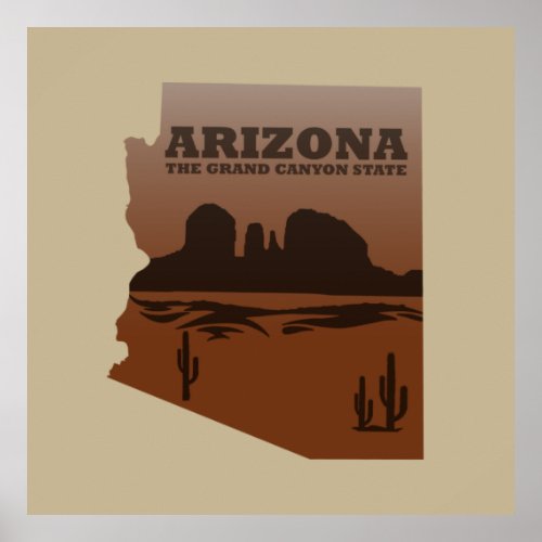 Arizona map Grand Canyon landscape Poster