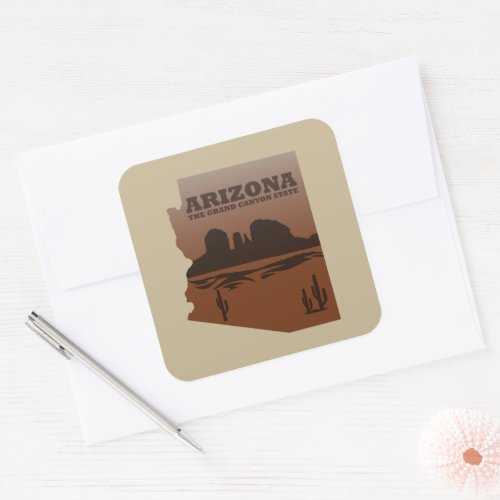 Arizona map Grand Canyon landscape Square Sticker