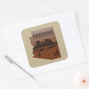 Arizona map Grand Canyon landscape Square Sticker