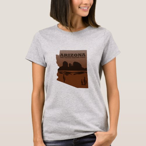 Arizona map Grand Canyon landscape T_Shirt