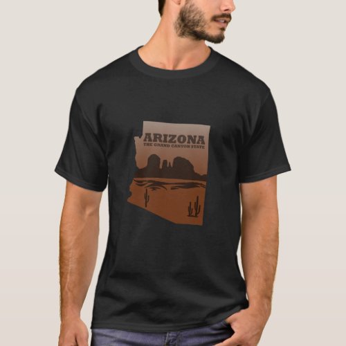 Arizona map Grand Canyon landscape T_Shirt