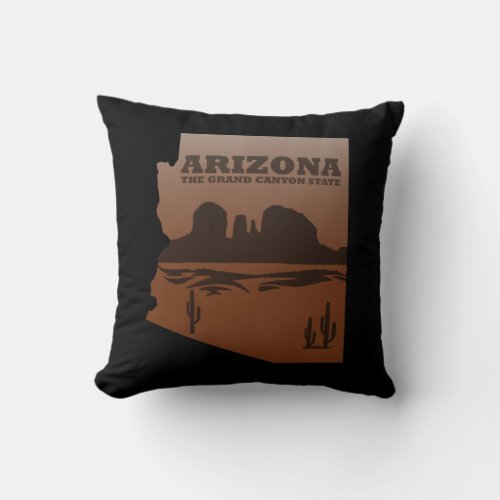 Arizona map Grand Canyon landscape Throw Pillow