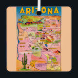 Arizona Map Ornament<br><div class="desc">Terrific old,  vintage,  retro postcard map of Arizona repurposed on an ornament.</div>