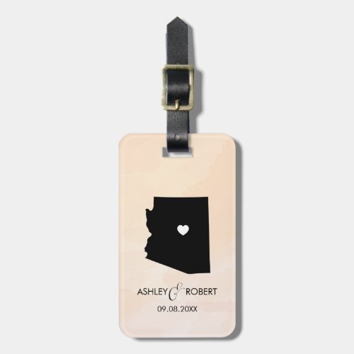 Arizona Map Wedding Luggage Tag with Couples Name