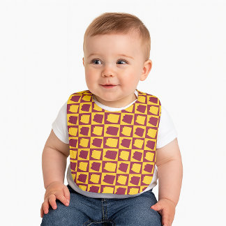 Arizona Maroon and Gold Checker Pattern Baby Bib