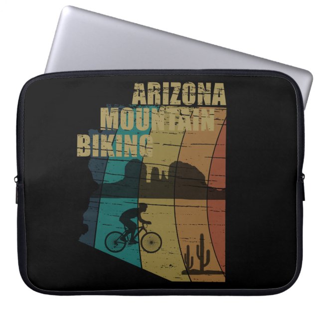 Arizona mountain biking vintage laptop sleeve (Front)