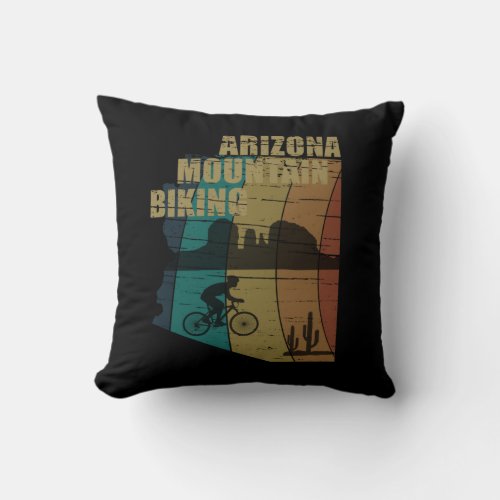 Arizona mountain biking vintage throw pillow