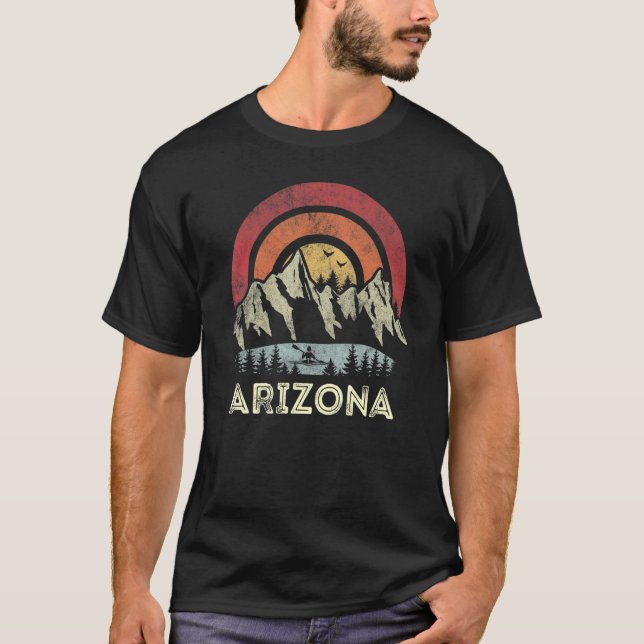 Arizona Mountain Sunset Sunrise Kayaking Lake Camp T-Shirt (Front)