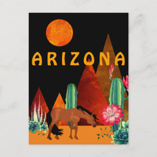 Arizona ~ Mountains, Desert, Horse and Full Moon Postcard