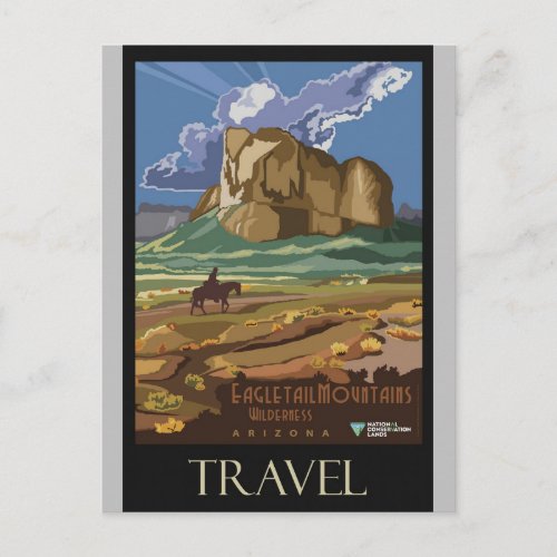 Arizona Mountains Vintage Retro Travel Poster Postcard