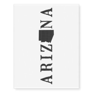 Arizona Name with State Shaped Letter Temporary Tattoos