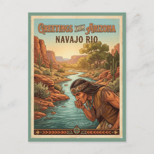 Arizona Native American Greetings Retro Postcard