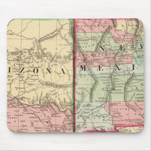 Arizona New Mexico Map by Mitchell Mouse Pad