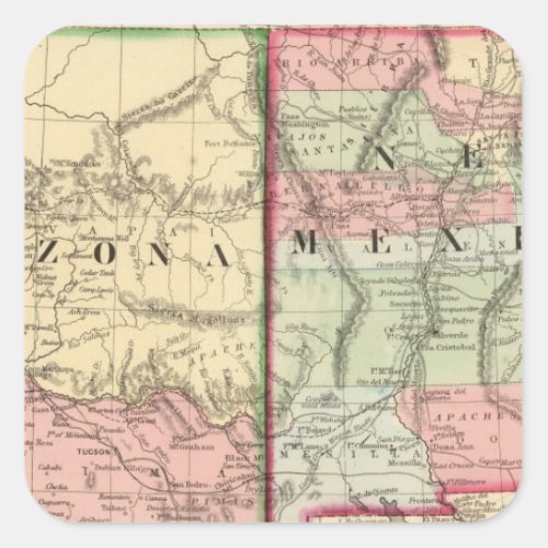 Arizona New Mexico Map by Mitchell Square Sticker