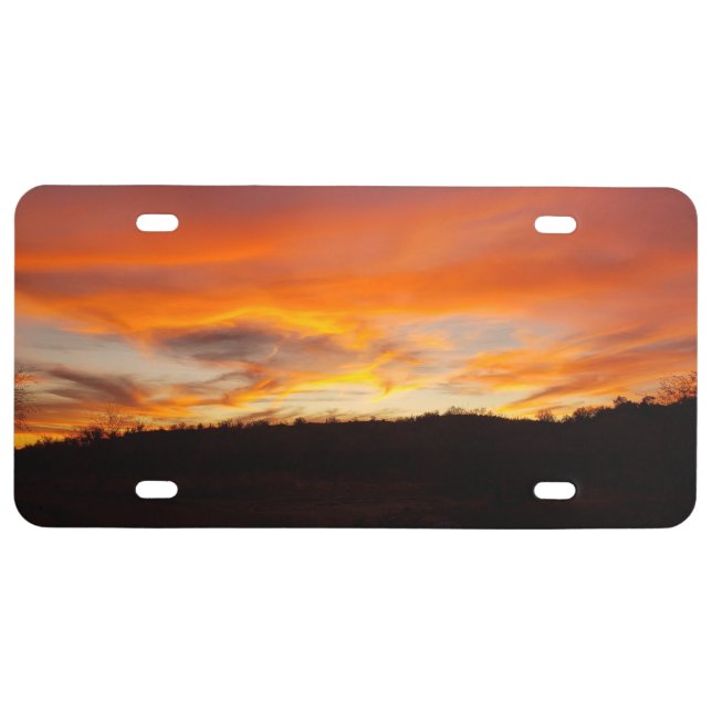 Arizona Orange Desert Sunset, Tucson AZ License Plate (Front)