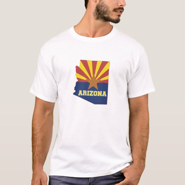Arizona Outline Map Shaped Arizonan State Flag T-Shirt (Front)