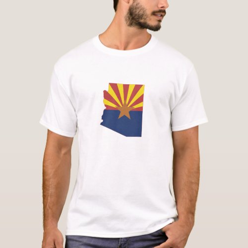 Arizona Outline Map Shaped Arizonan State Flag T_Shirt