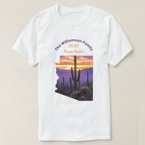 Arizona Outline Personalized Photo Family Vacation T_Shirt