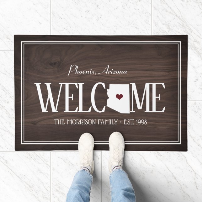 Arizona Personalized Woodgrain Welcome Doormat (Indoor)
