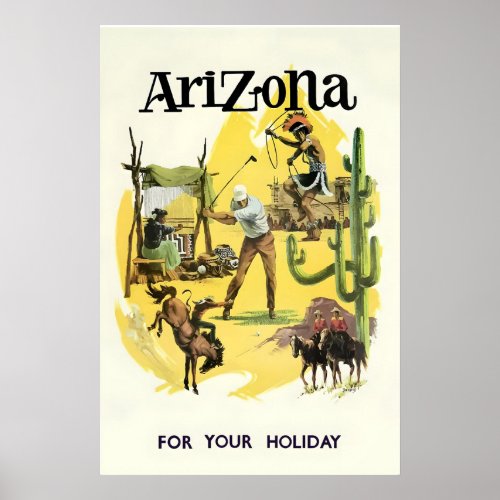 Arizona Phoenix Grand Canyon USA Vintage Travel Poster