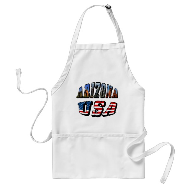 Arizona Picture and USA Flag Text Adult Apron (Front)