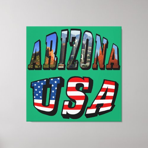 Arizona Picture and USA Flag Text Canvas Print