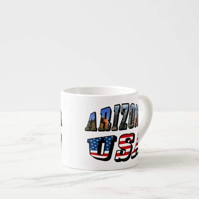 Arizona Picture and USA Flag Text Espresso Cup (Front Right)